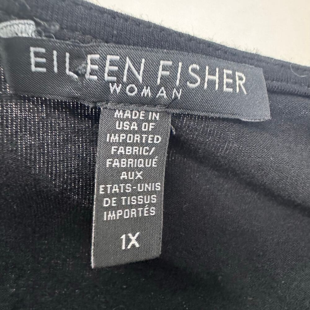 Eileen Fisher Womens Asymmetrical Hem Shift Dress Black sz 1X Neutral Minimalist - Picture 8 of 11